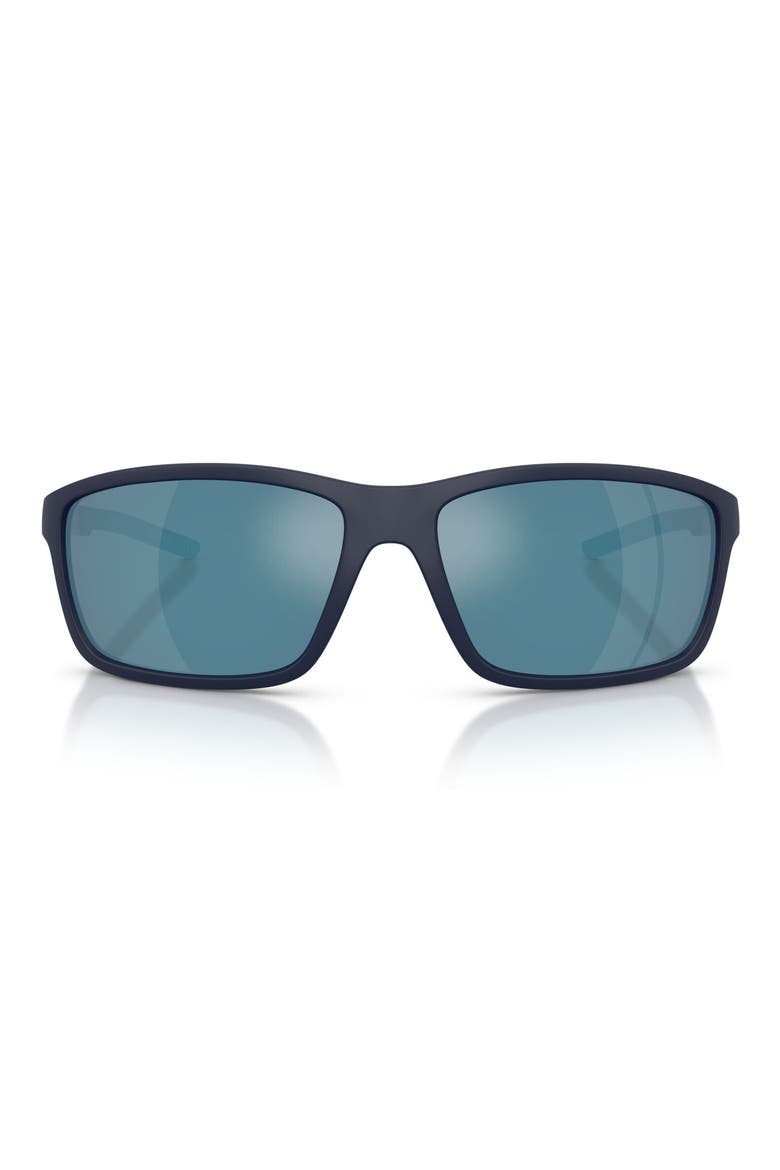 65mm Oversize Pillow Sunglasses, Main, color, DARK BLUE MATTE / MIRROR BLUE