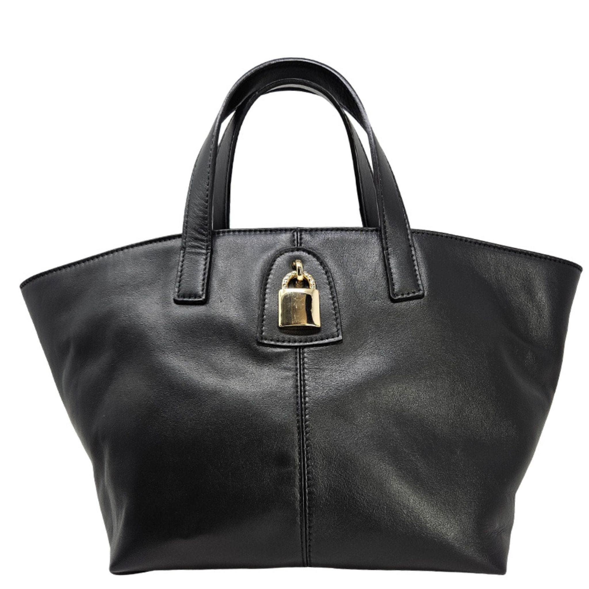 Madison Maison Leather Lock Tote Bag, Alternate, color, Black