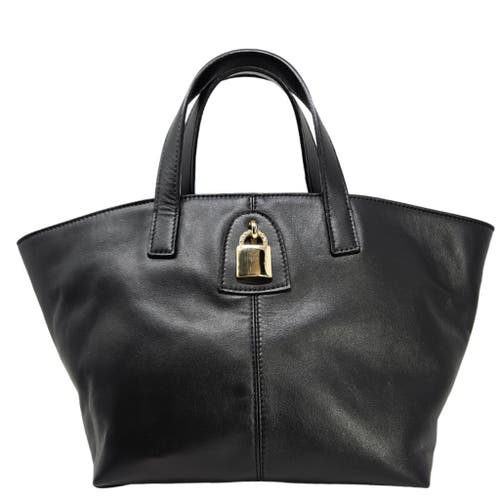 Madison Maison Leather Lock Tote Bag In Black
