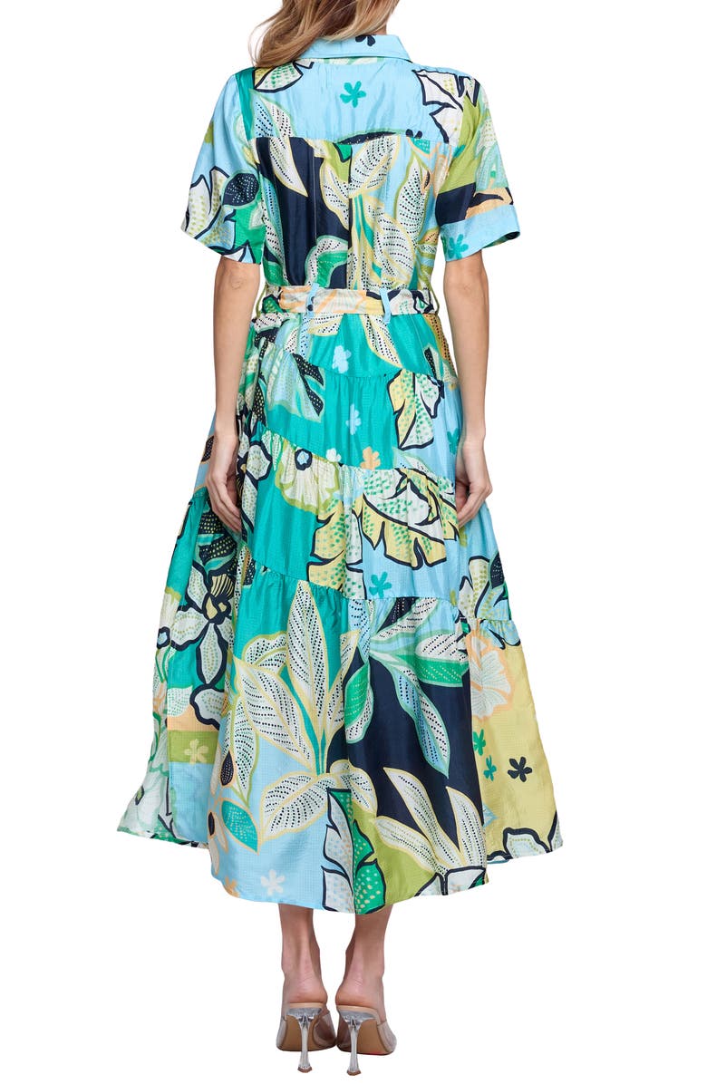 CIEBON Soryn Leaf Print Shirtdress, Alternate, color, Blue Multi