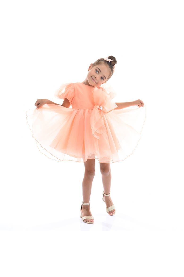 Bow Organza Dress, Alternate, color, Peach