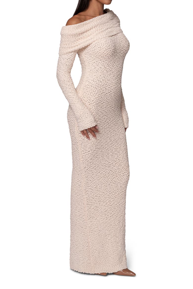 Olivea Bouclé Long Sleeve Off the Shoulder Sweater Dress, Alternate, color, CREAM