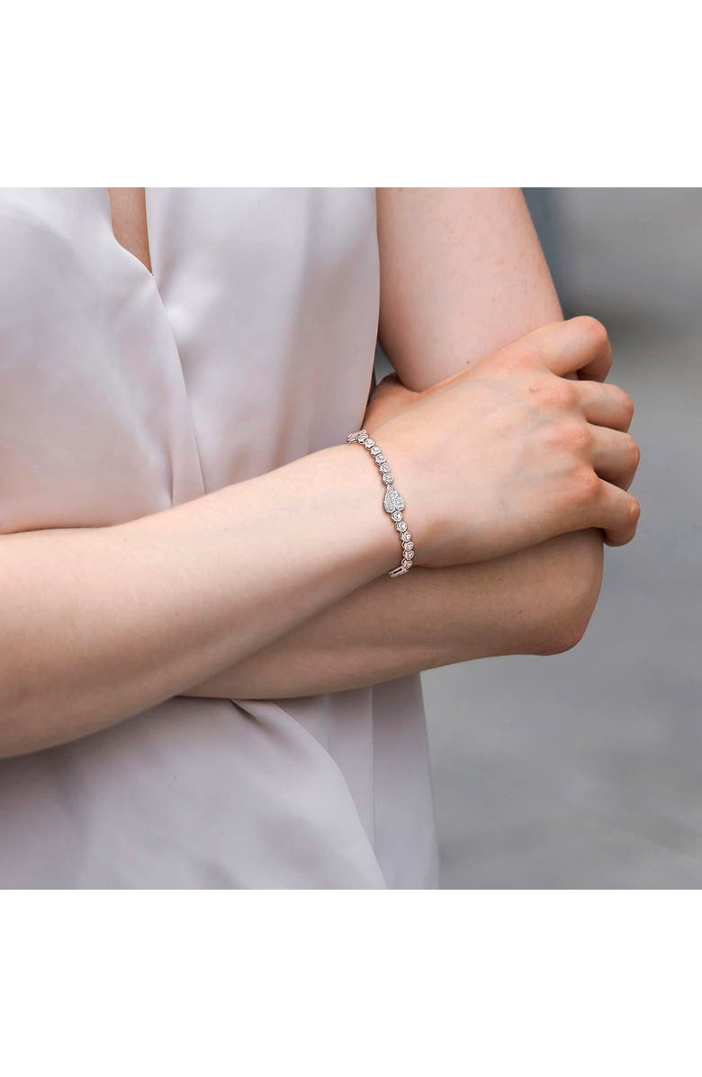 DELMAR Lab Created White Sapphire Heart Station Bracelet, Alternate, color, White