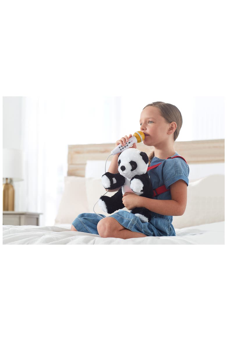 Plush Panda Bear Toy with Sing Along Microphone, Alternate, color, BLACK AND PINK