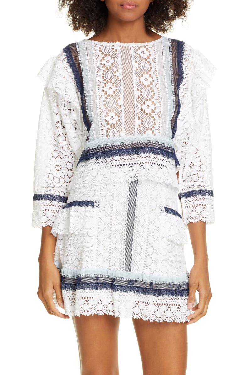 Love Sam Scarlet Lace Crop Top, Main, color, 