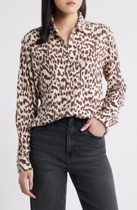 Josephine Jaguar Print Button-Up Shirt