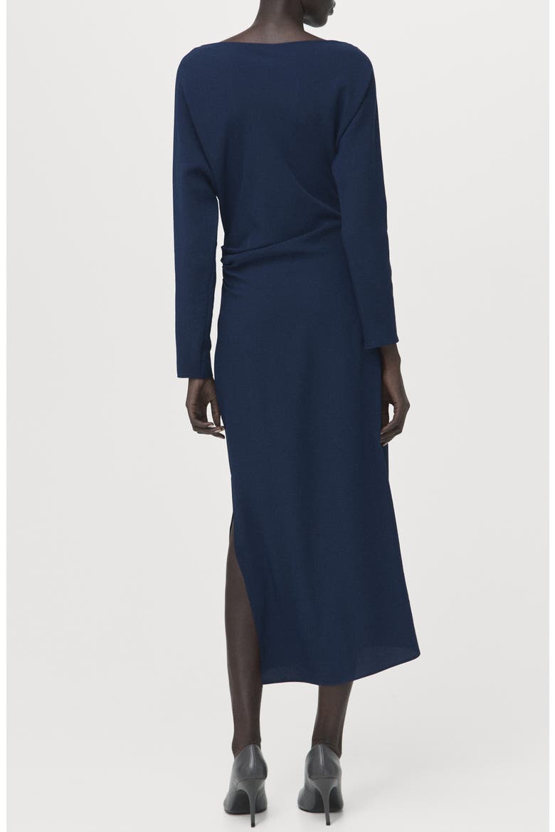 Side Ruched Long Sleeve Dress, Alternate, color, NAVY