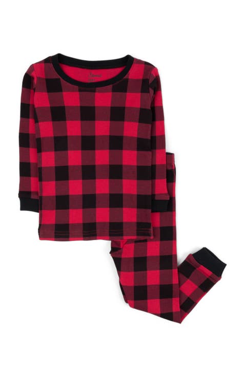 Kids Two-Piece Cotton Matching Family Holiday Pajamas, Christmas Plaid (Toddler, Little Kid & Big Kid)