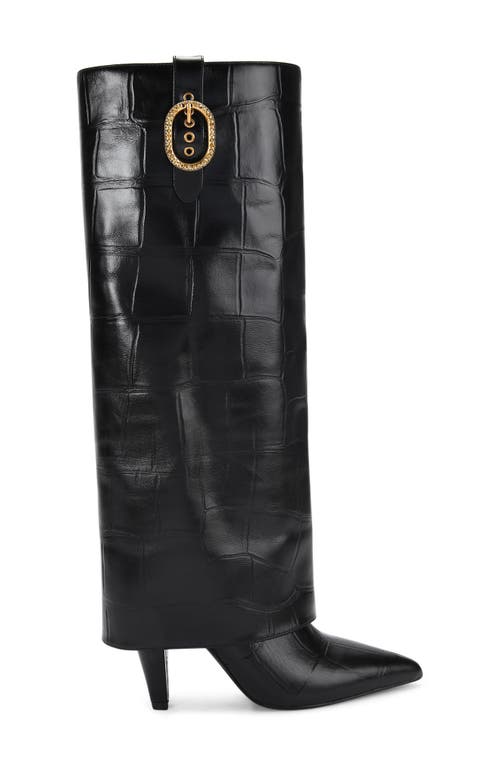 Kurt Geiger London Foldover Knee High Boot In Black