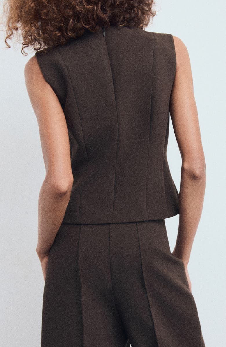 MANGO Bow V-Neck Vest, Alternate, color, Brown