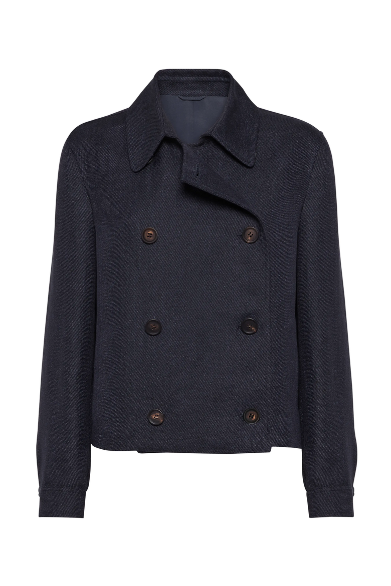 Crop caban jacket with monili, Main, color, Navy Blue