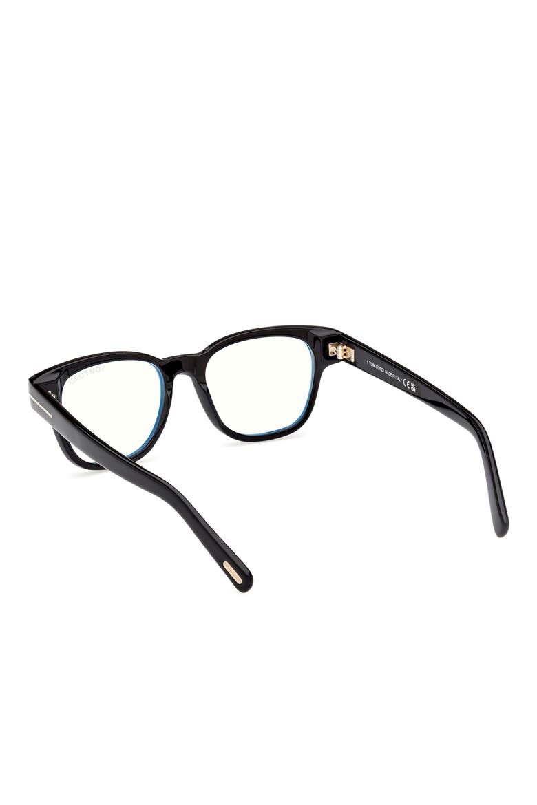 50mm Square Blue Light Blocking Glasses, Alternate, color, BLACK ECO / T LOGO