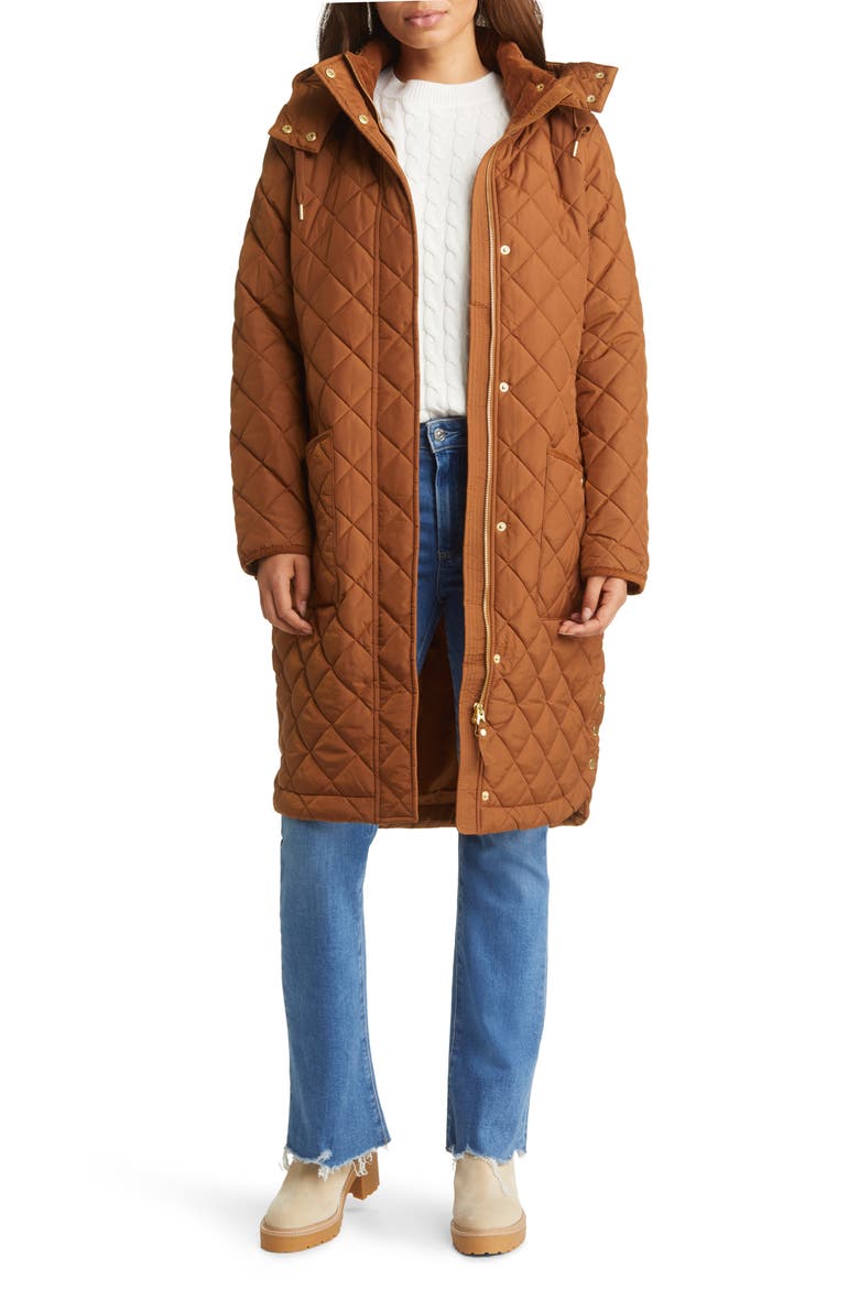 Chatham Longline Quilted Puffer Jacket, Main, color, RUST