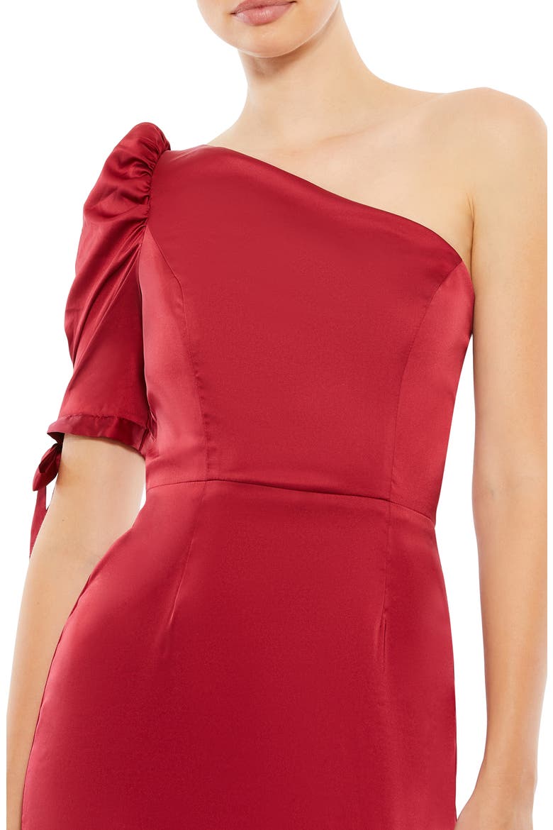 One-Shoulder Trumpet Gown, Alternate, color, DEEP RED