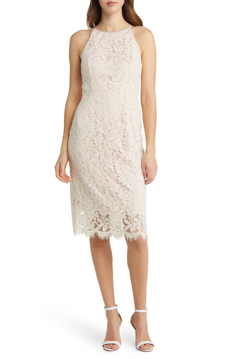 Eliza J Lace Sheath Dress, Main, color, 