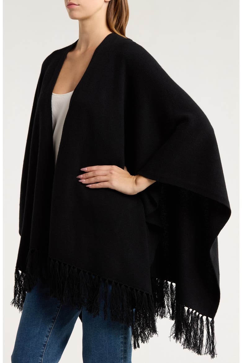 Wool & Cashmere Ruana, Alternate, color, BLACK
