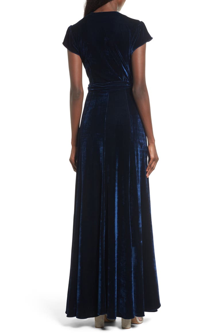 Sid Velvet Wrap Maxi Dress, Alternate, color, MIDNIGHT BLUE