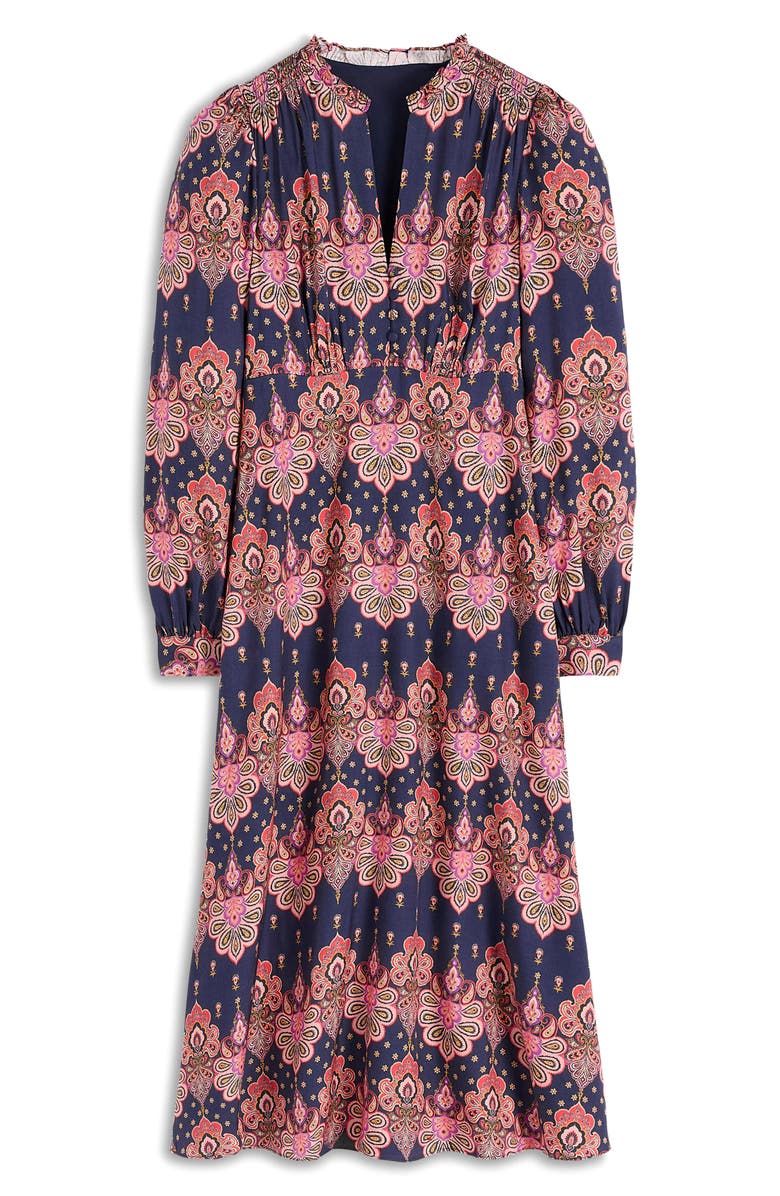 Boden Paisley Long Sleeve Midi Dress, Alternate, color, Navy Embellished Paisley