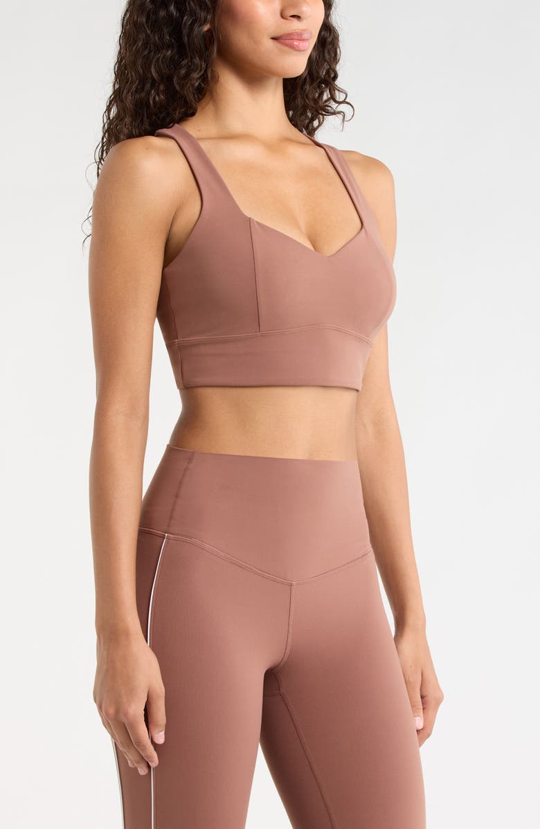 Zella Studio Luxe Sweetheart Sports Bra, Alternate, color, Brown Nutmeg