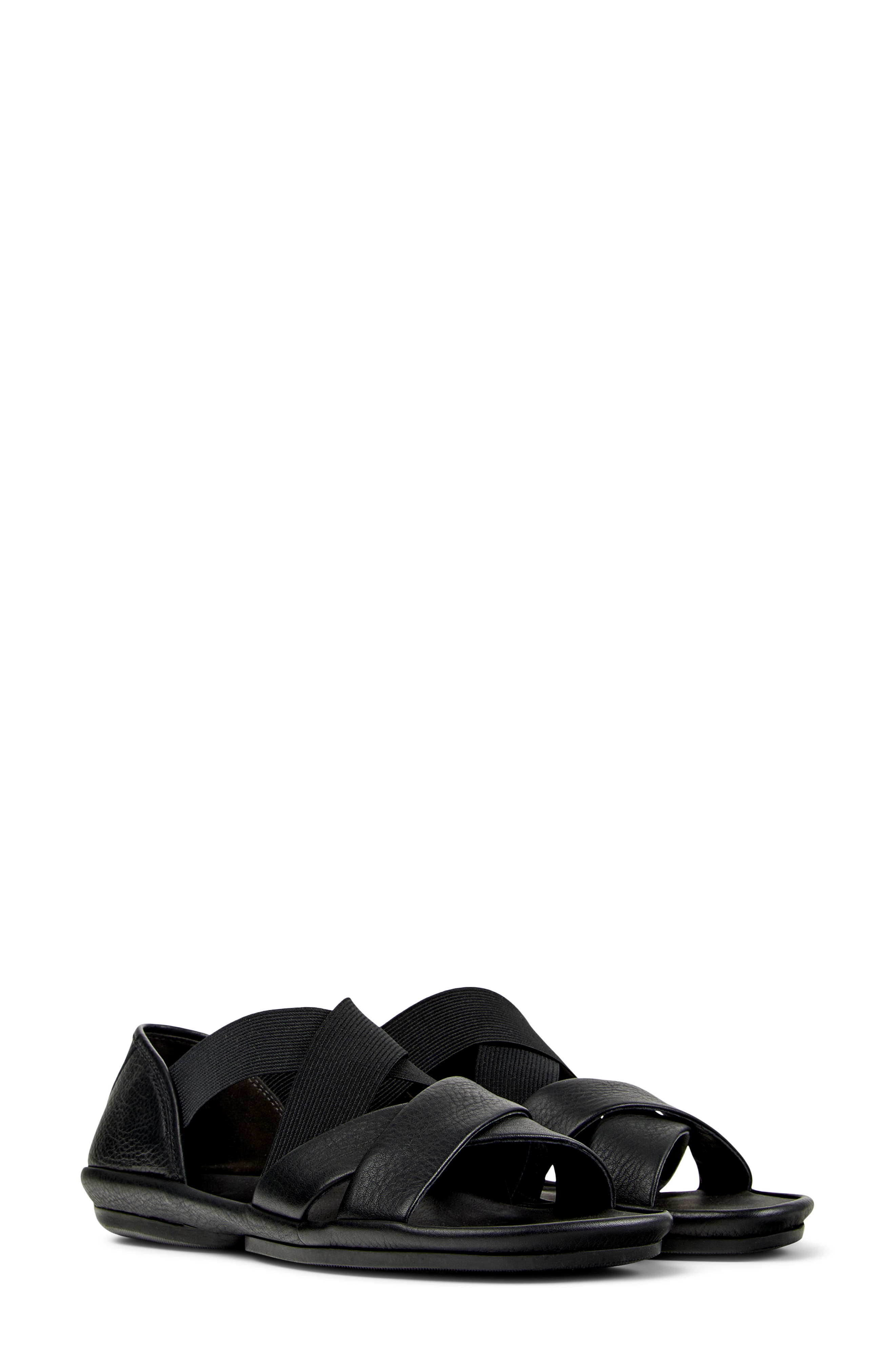 Camper Right Isla Cross Strap Sandal, Main, color, Black
