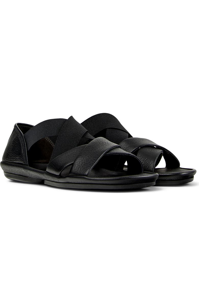 Camper Right Isla Cross Strap Sandal, Main, color, Black