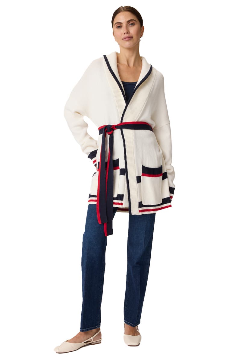 Splendid Set Sail Cardigan, Alternate, color, White/ Navy/ Rouge