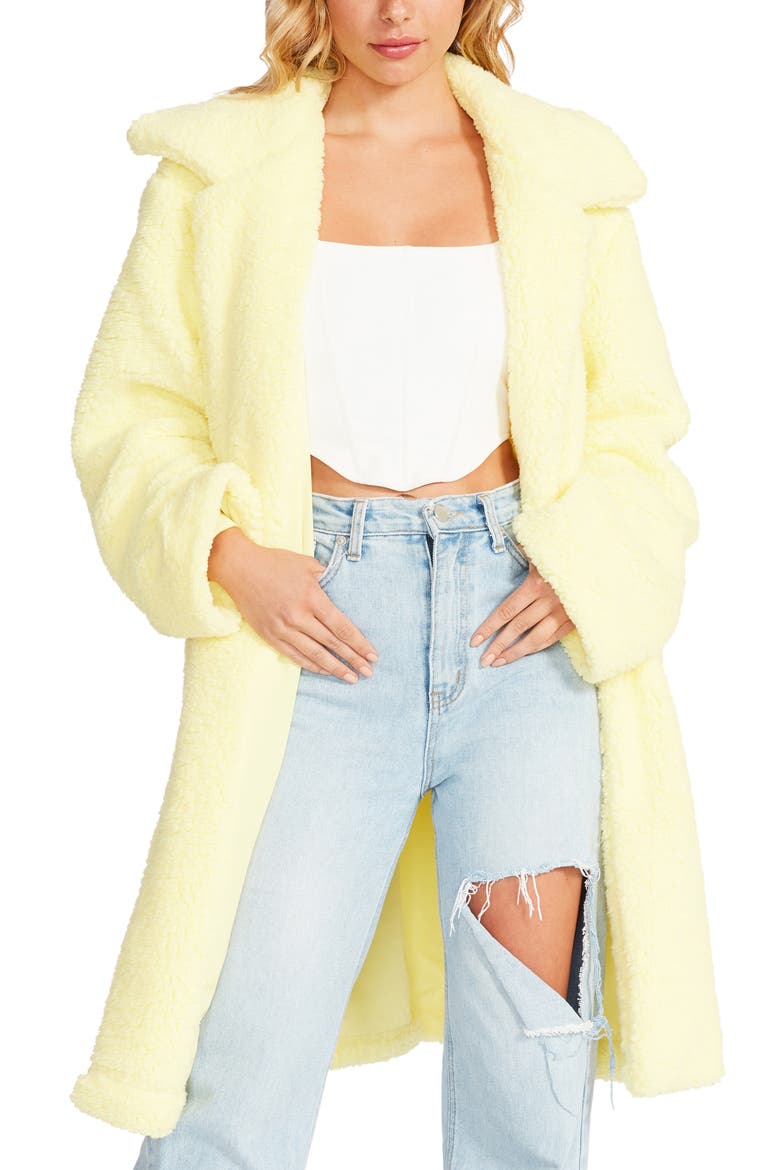 Faux Fur Long Coat, Main, color, ELFIN YELLOW