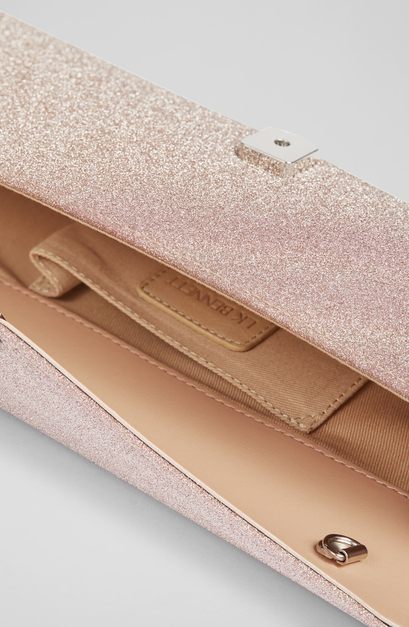 LK Bennett Lucille Glitter Envelope Clutch, Alternate, color, Lipstick Pink