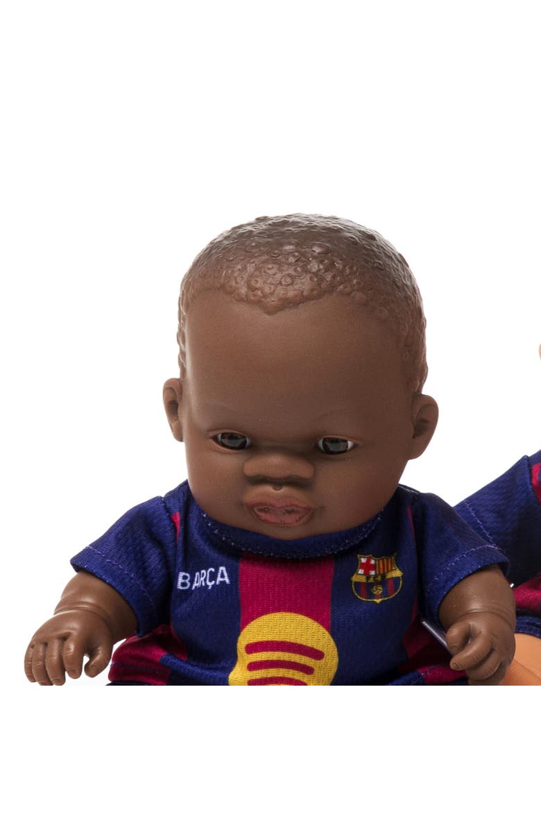 Miniland 8 1/4 inch Baby Girl Doll with Barcelona Soccer Jersey, Alternate, color, Dark Skin