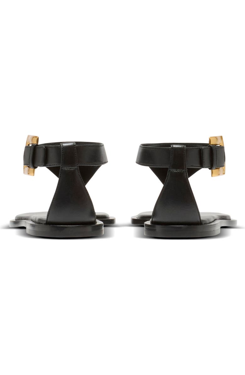 Balmain Anthem flat toe-post sandals in lambskin leather, Alternate, color, Black