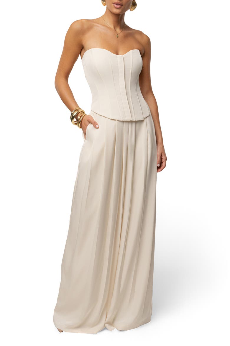 VIiv Satin Strapless Bustier Top, Alternate, color, CREAM