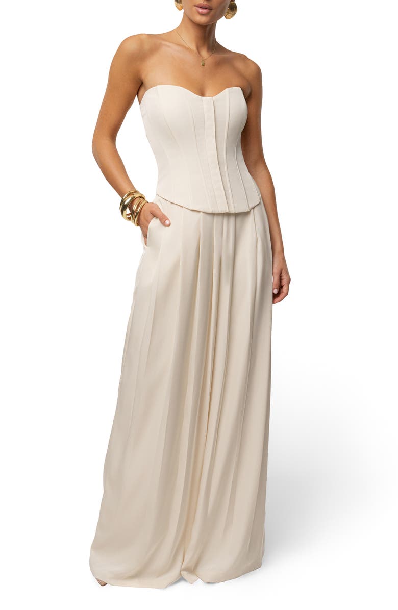 JLUXLABEL VIiv Satin Strapless Bustier Top, Alternate, color, Cream