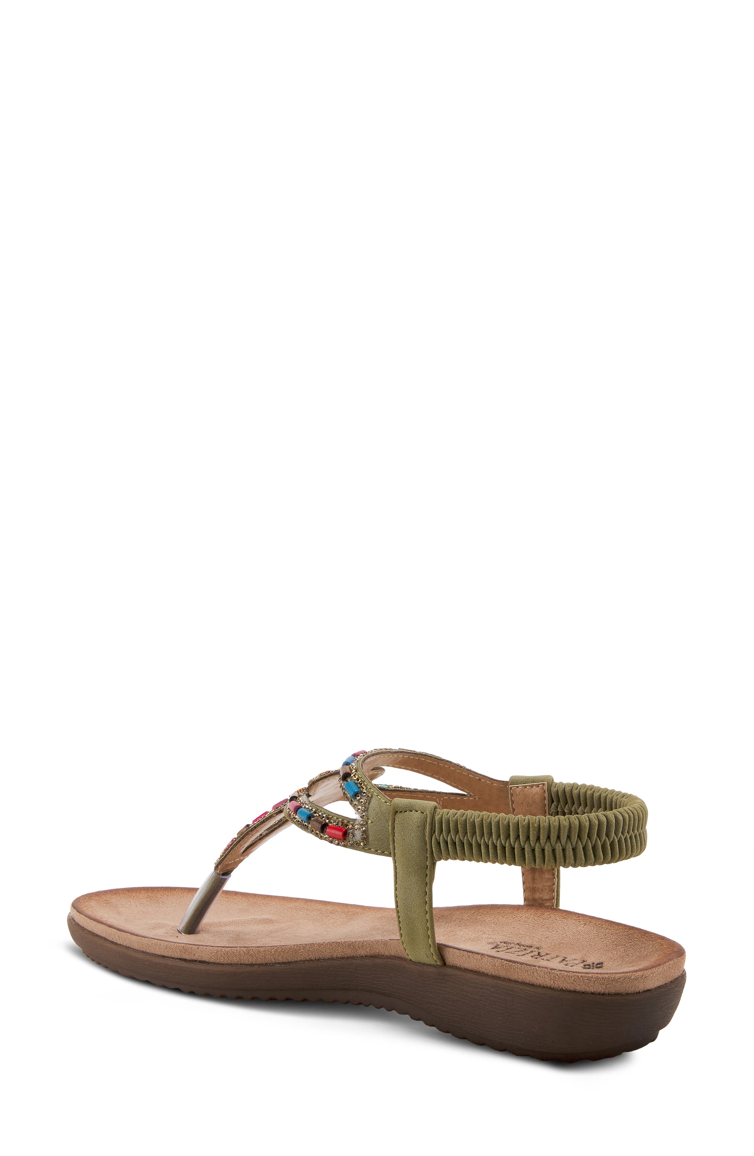Crema Beaded Thong Sandal, Alternate, color, OLIVE GREEN