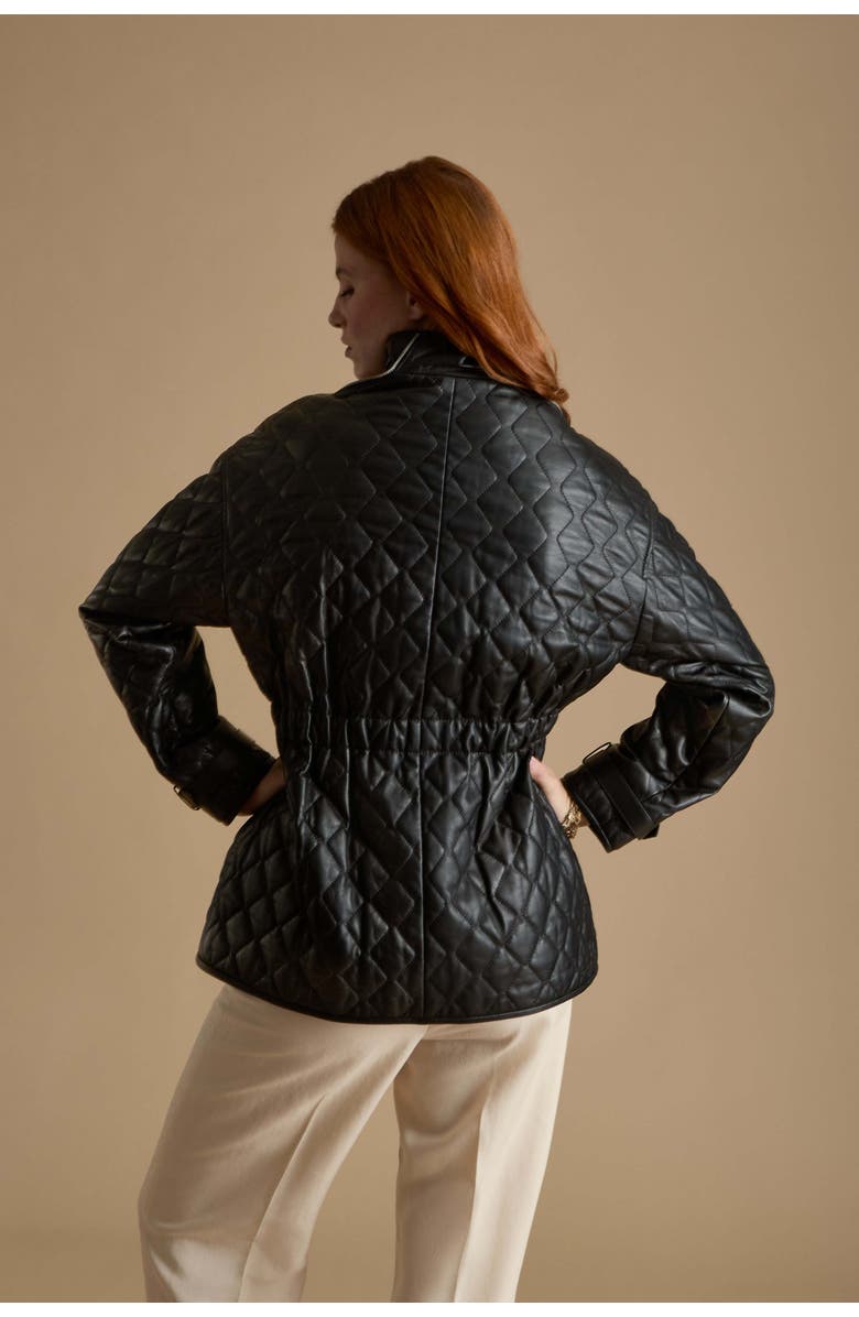 Furniq UK Nora Leather Coat, Alternate, color, Black