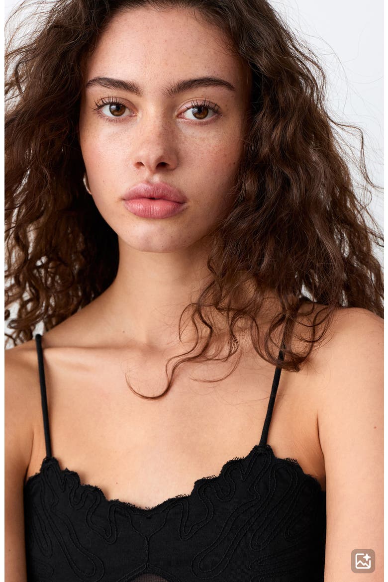 Embroidered Peplum Camisole, Alternate, color, BLACK