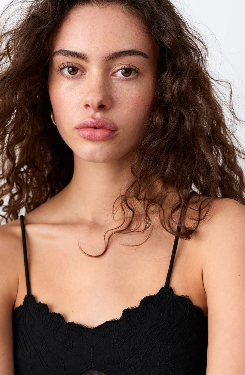 MANGO TEEN Embroidered Peplum Camisole, Alternate, color, Black