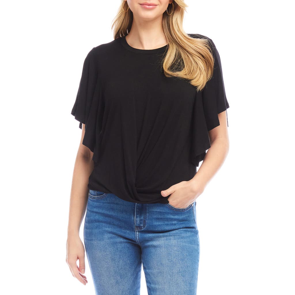 Karen Kane Flutter Sleeve Drape Front Jersey Top