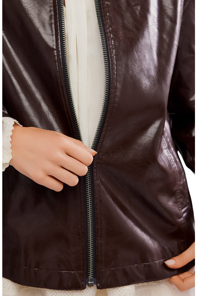 Sloan Faux Leather Jacket, Alternate, color, CHOCOLATE