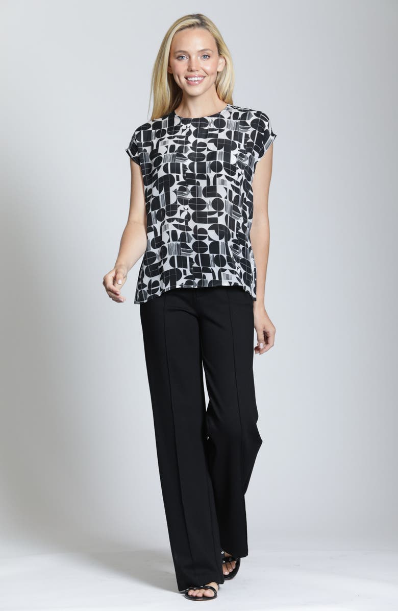 APNY Print Cap Sleeve Shell, Alternate, color, Blackwhite