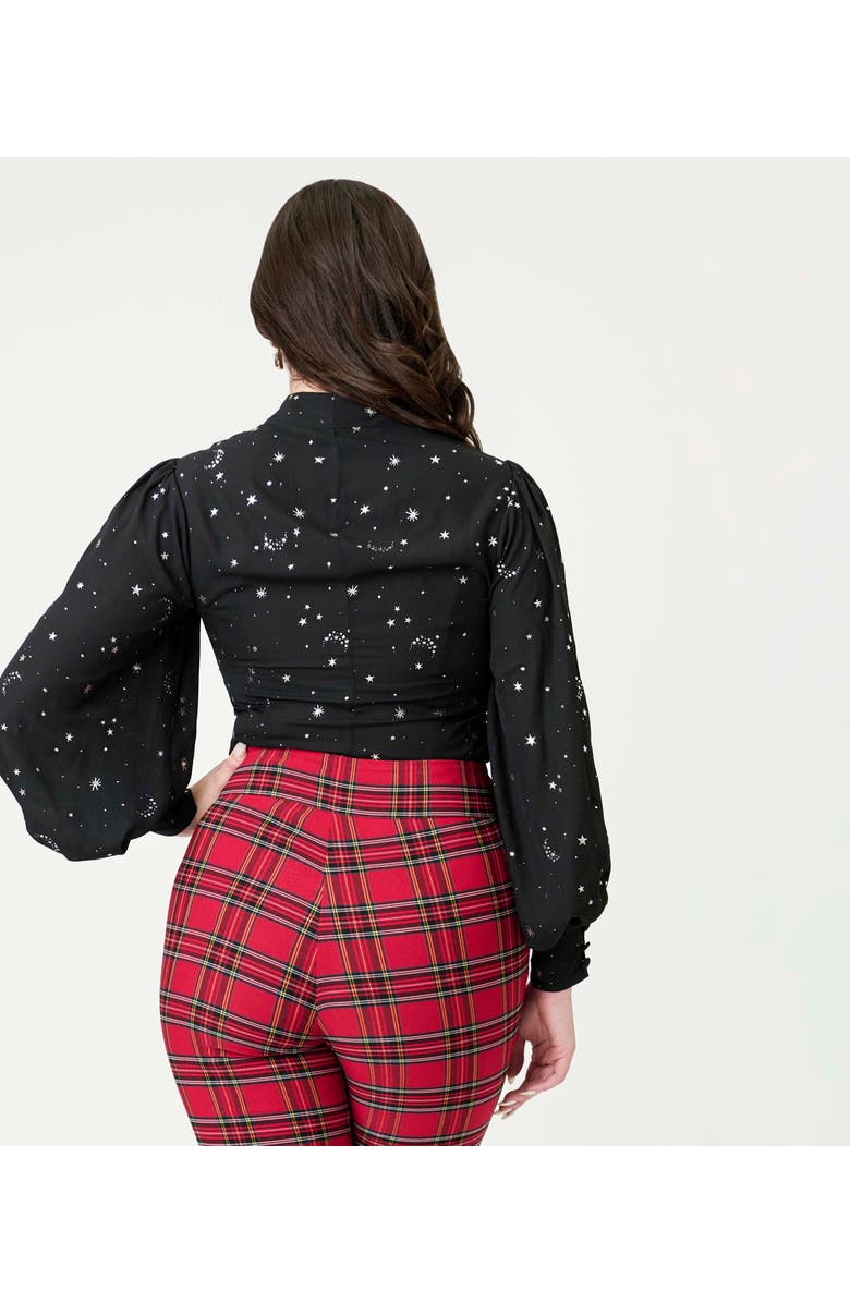 Unique Vintage Long Sleeve Neck Tie Gwen Blouse, Alternate, color, Black Celestial