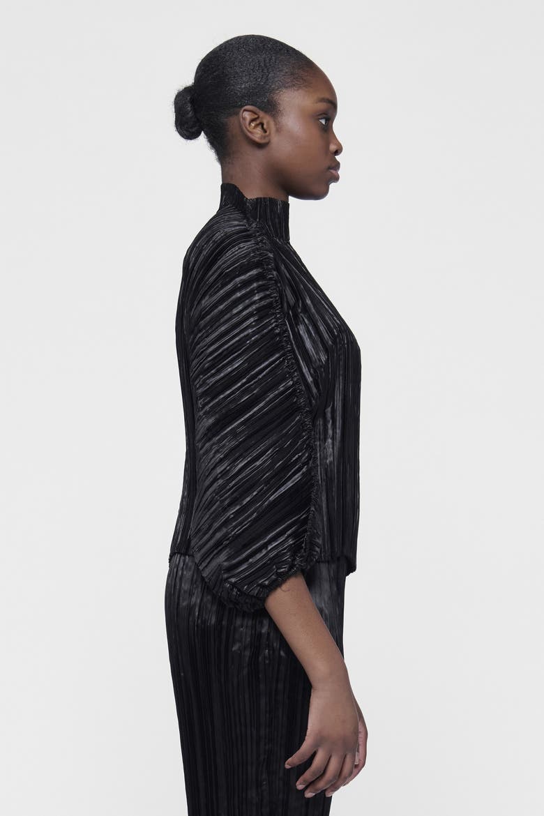 Plisse Batwing Top, Alternate, color, Black