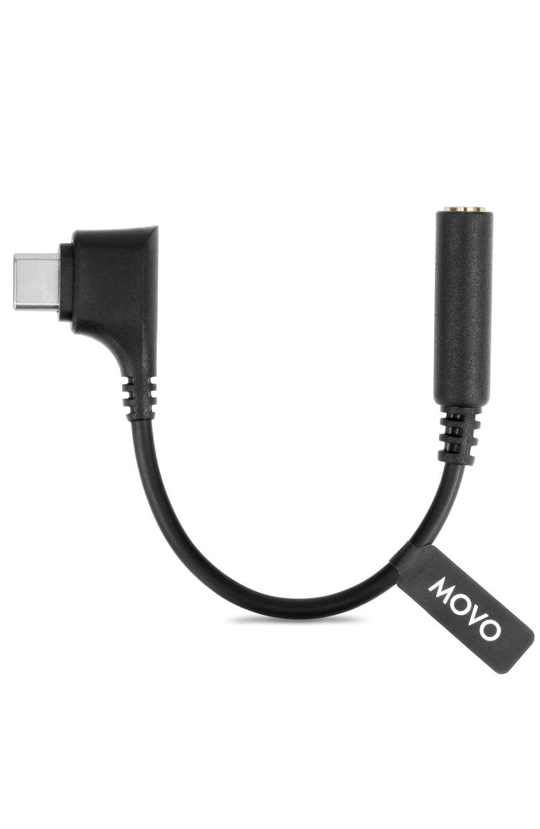 MOVO UCMA-3 Female 3.5mm TRRS to USB-C Right Angle Mic. Cable, Main, color, Black