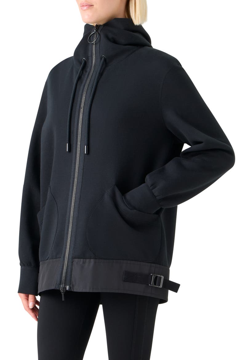 Mixed Media Hooded Jacket, Alternate, color, BLACK
