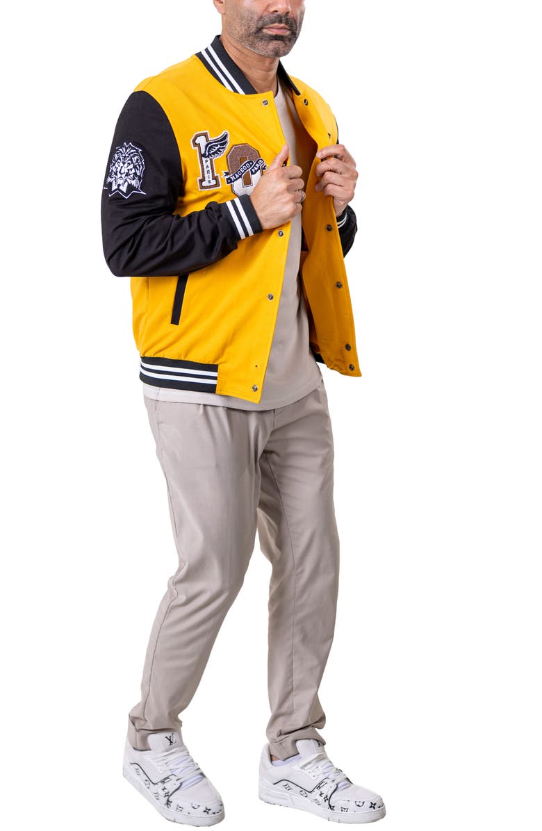 Maceoo Varsity222 Brown Bomber Jacket, Alternate, color, Yellow
