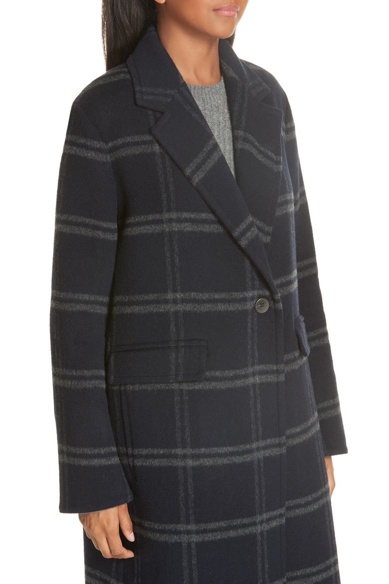 Shadow Plaid Coat, Alternate, color, COASTAL/ GREY