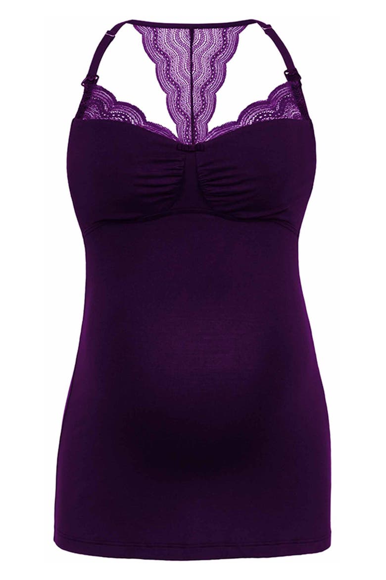 Serenity Lace Maternity/Nursing Tank, Alternate, color, BLUEBERRY