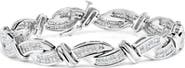Haus of Brilliance 14K White Gold 4.0 Cttw Invisble Set Princess-Cut Diamond Wave Style Link Bracelet