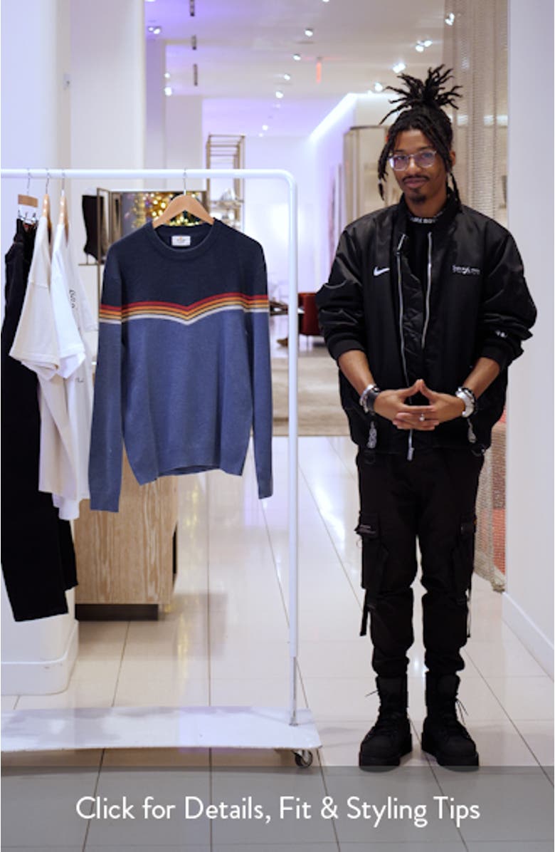 Dean Chevron Cotton Blend Crewneck Sweater, sales video thumbnail