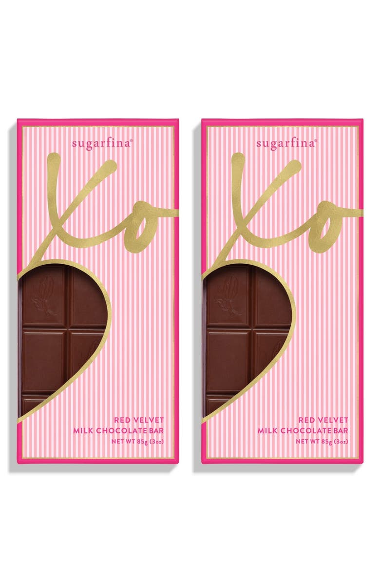 sugarfina Set of 2 Red Velvet Milk Chocolate Bars, Main, color, 