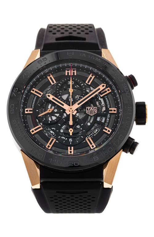 Watchfinder & Co. Tag Heuer Carrera Chronograph Rubber Strap Watch, 45mm In Black